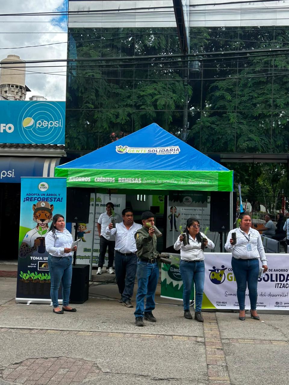 Punto de entrega de árboles junto al INAB